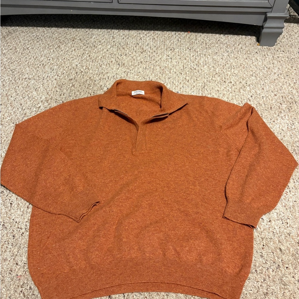 Gran Sasso Men's Zip Up Sweater in Rust